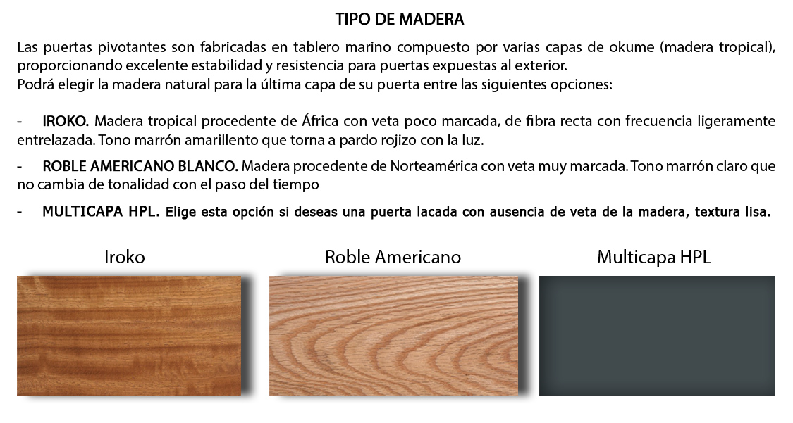 madera puerta pivotante